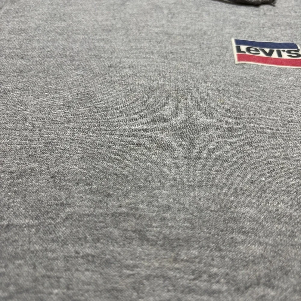 Vtg 80s Levi's Hoodie Sweatshirt Mens Medium Gray Made USA Chest Logo White Tab
